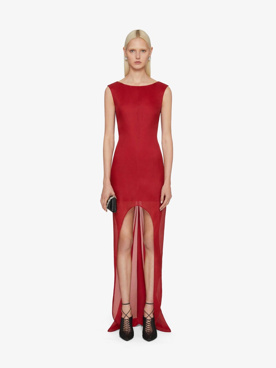 Women Givenchy Dresses | Evening Dress In Organza With Bows Red Cherry