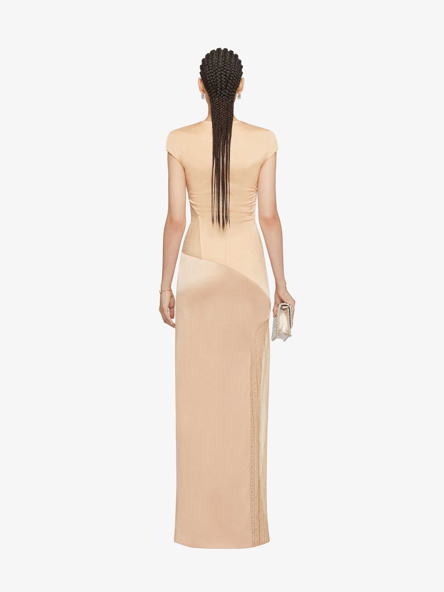 Women Givenchy Dresses | Evening Satin Dress And 4G Lace Tan