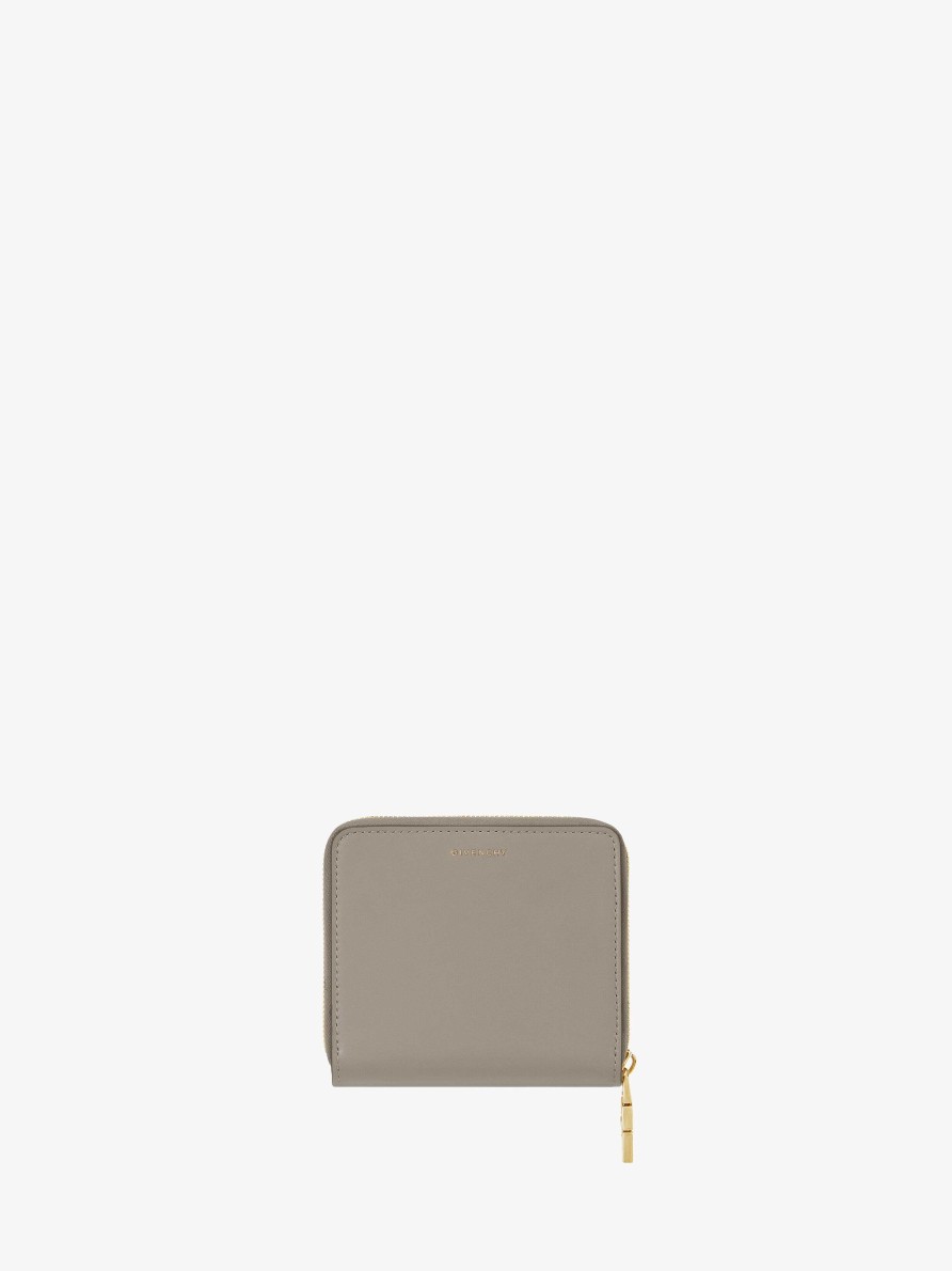 Women Givenchy Small Leather Goods | Small 4G Zipped Wallet In Box Leather Stone Grey