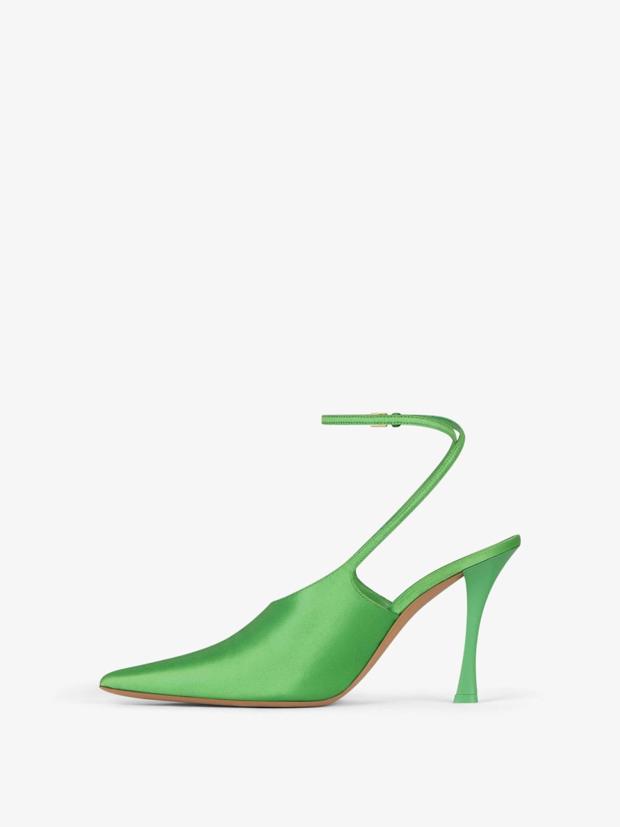 Women Givenchy Heels | Show Slingbacks In Satin Absynthe Green