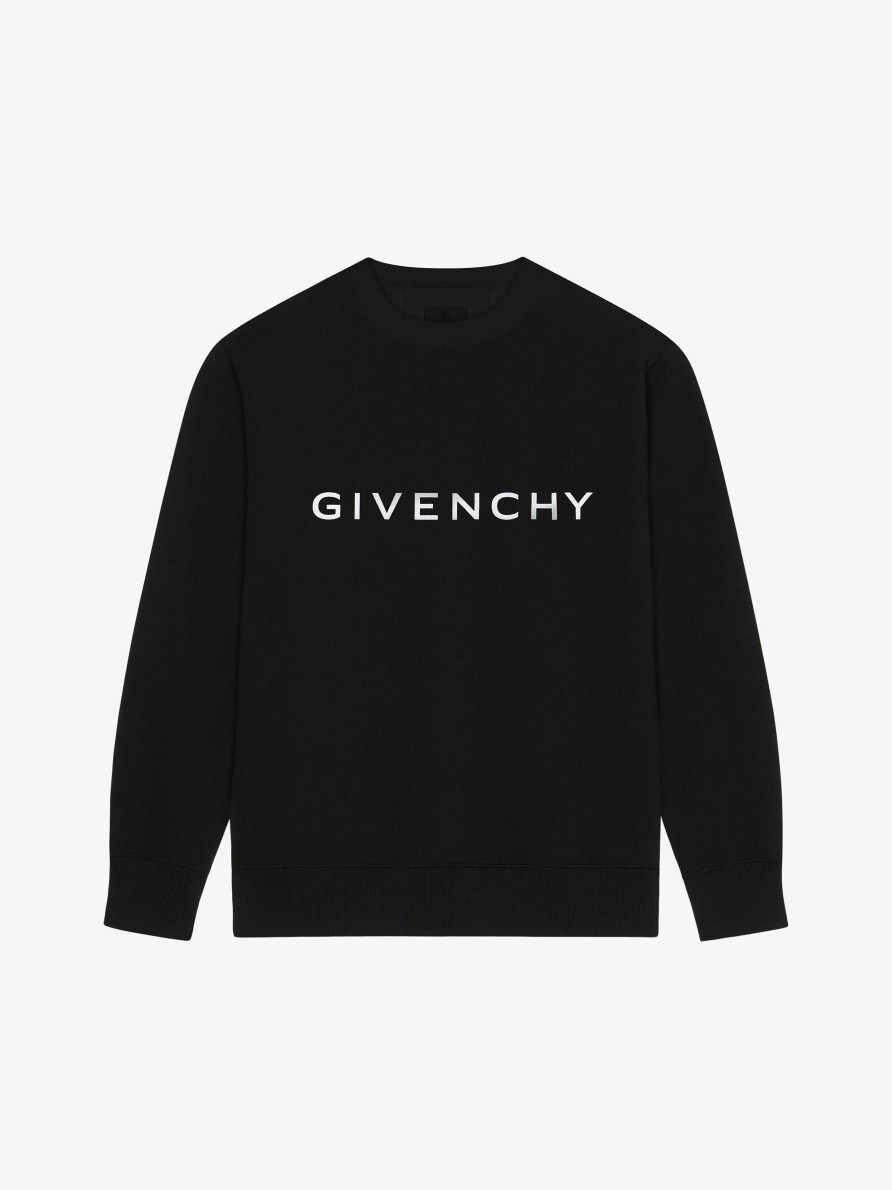 Men Givenchy Sweatshirts & Hoodies | Givenchy Archetype Slim Fit Sweatshirt In Fleece Black