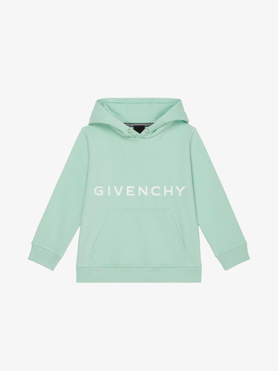 Men Givenchy Boy (4 To 12 Years) | Hooded Sweatshirt In Printed Fleece Light Mint Green