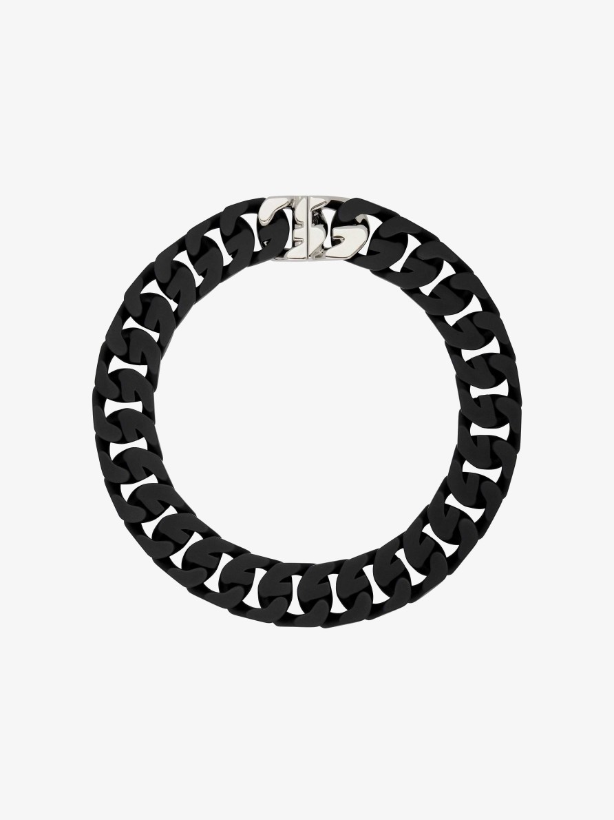 Men Givenchy Jewelry | Medium G Chain Necklace In Enameled Metal Black