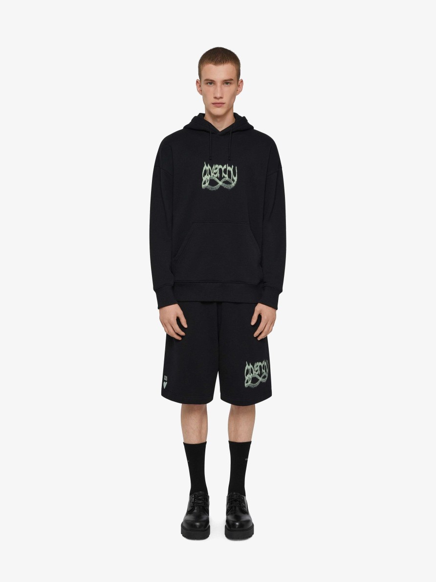 Men Givenchy Sweatshirts & Hoodies | Hoodie In Fleece With Givenchy Infinity Print Black