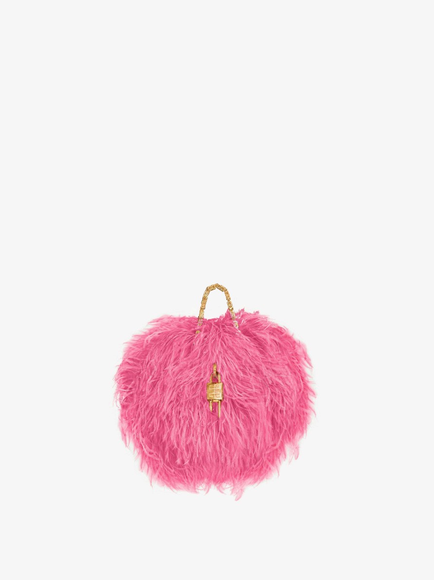 Women Givenchy Mini & Micro Bags | Mini Kenny Bag In Silk With Feathers Neon Pink