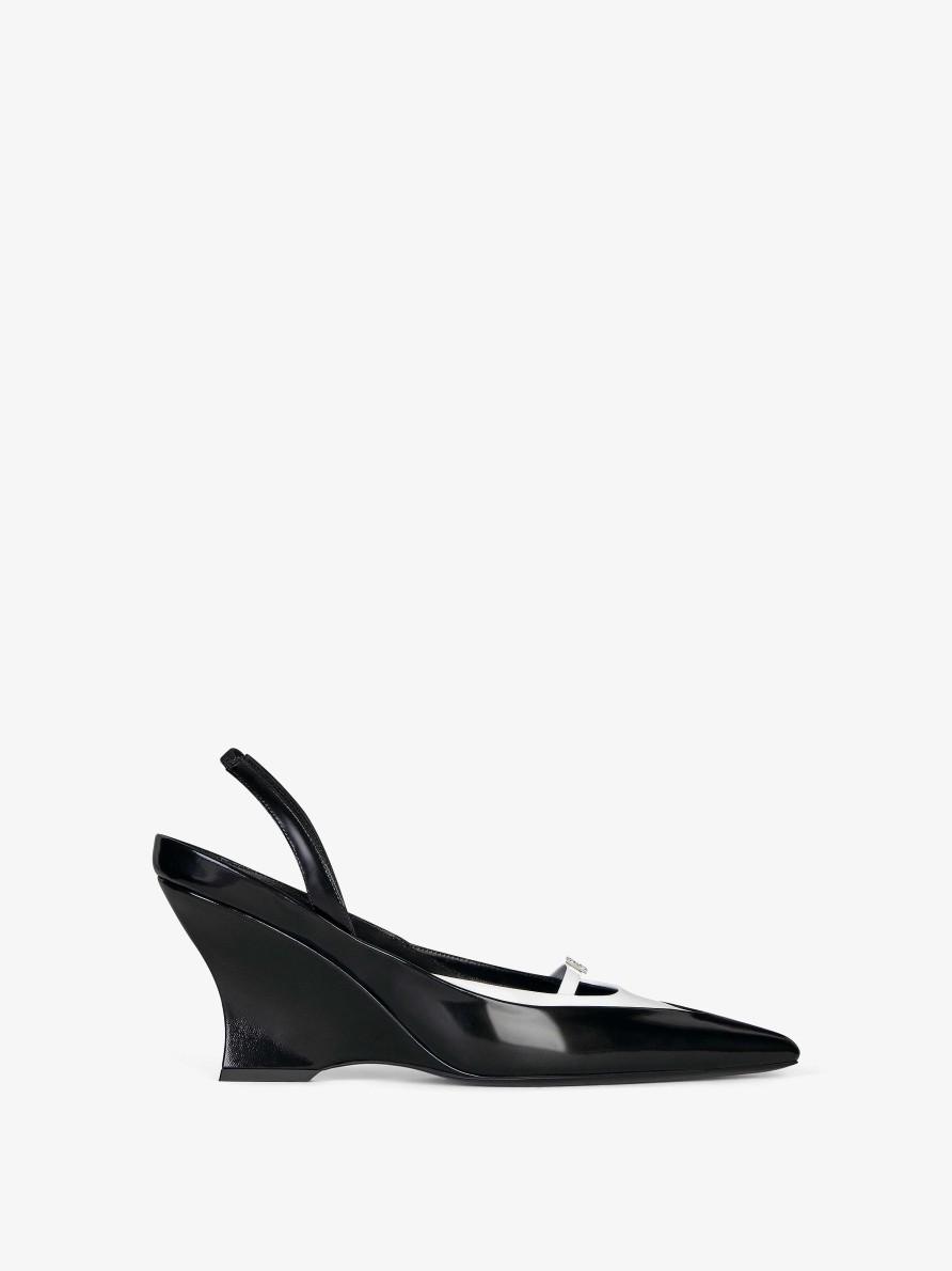 Women Givenchy Heels | Raven Slingbacks In Leather White/Black