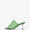 Women Givenchy Heels | G Cube Mules In Satin With Strass Absynthe Green