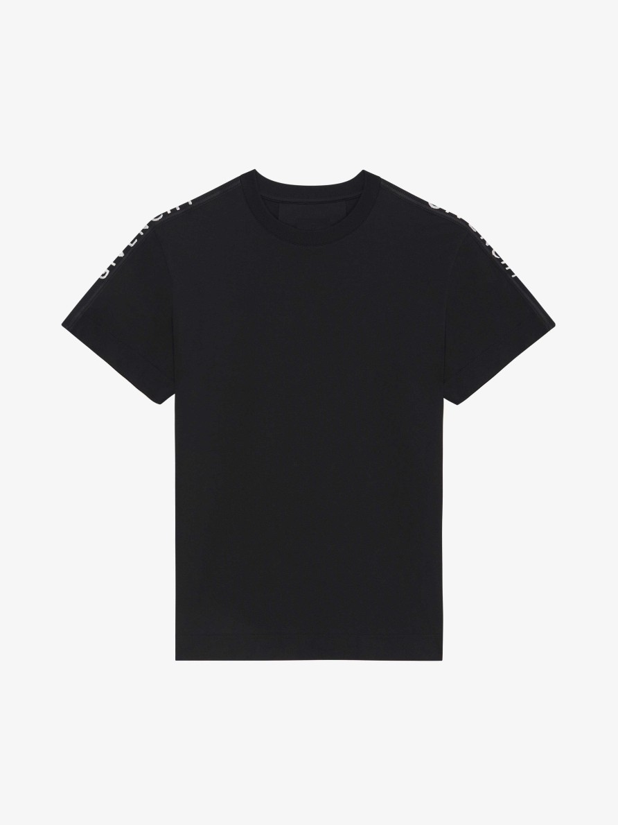 Men Givenchy T-Shirts | Slim-Fit T-Shirt In Cotton With Givenchy Bands Black