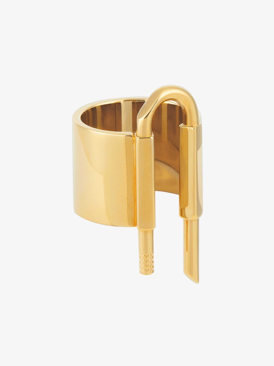 Men Givenchy Jewelry | U Lock Ring In Metal Golden Yellow