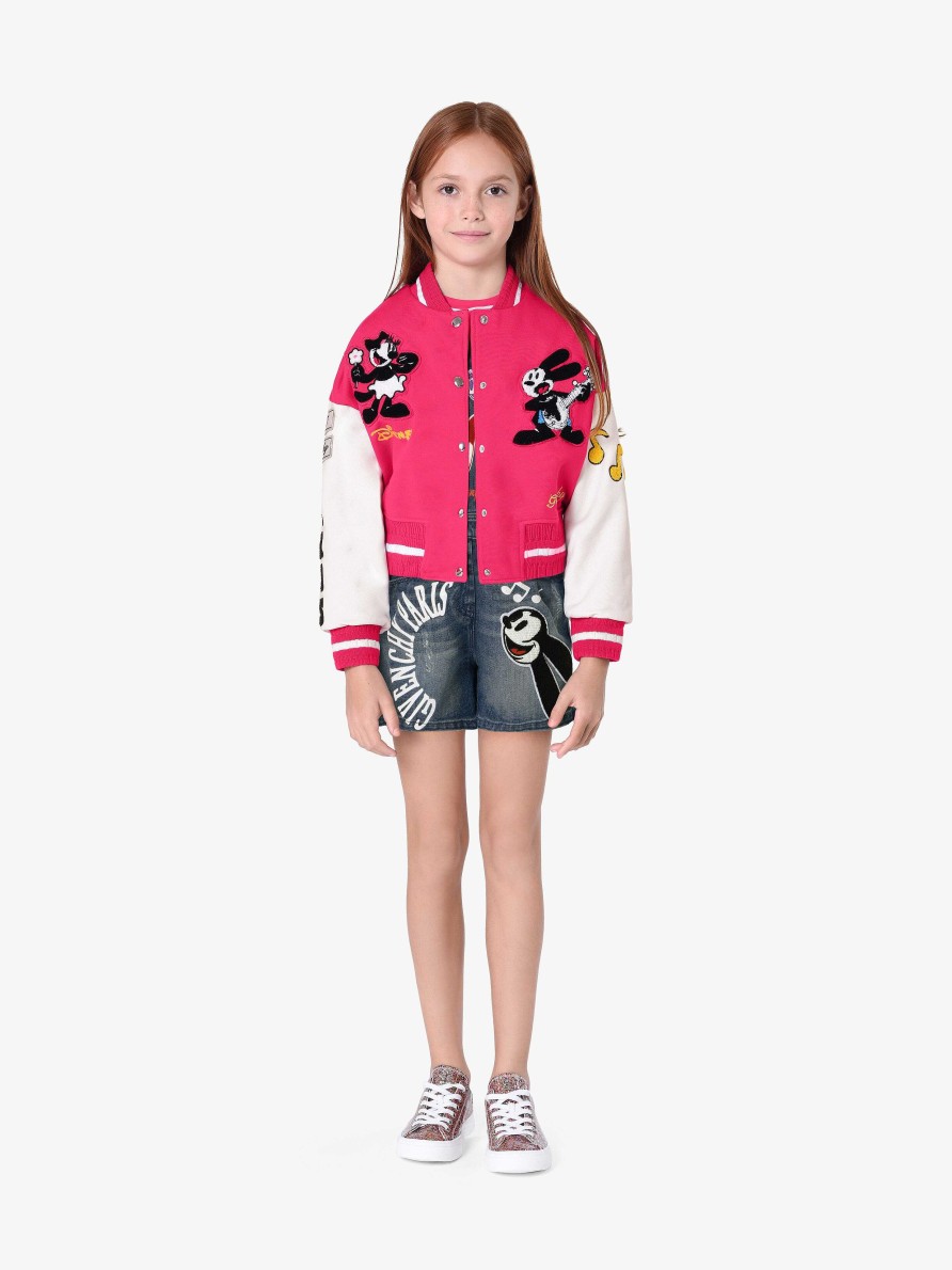 Women Givenchy Girl (4 To 12 Years) | Oswald Varsity Jacket In Fleece White/Pink