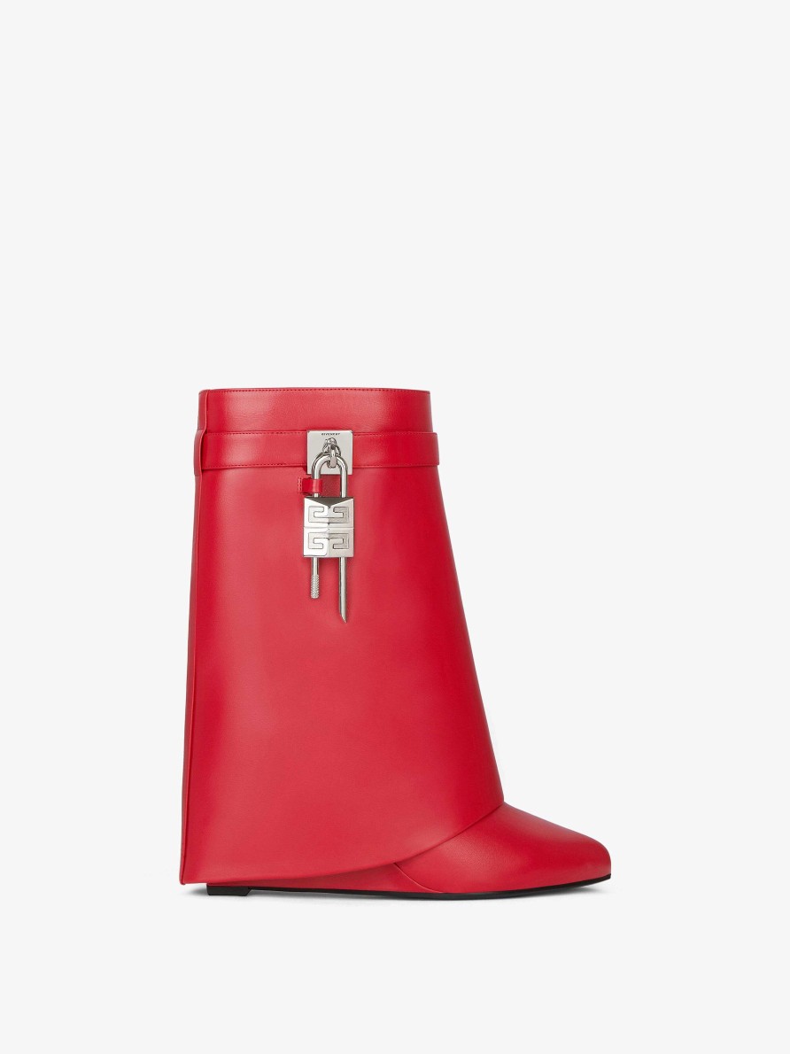 Women Givenchy Boots & Booties | Shark Lock Ankle Boots In Leather Red