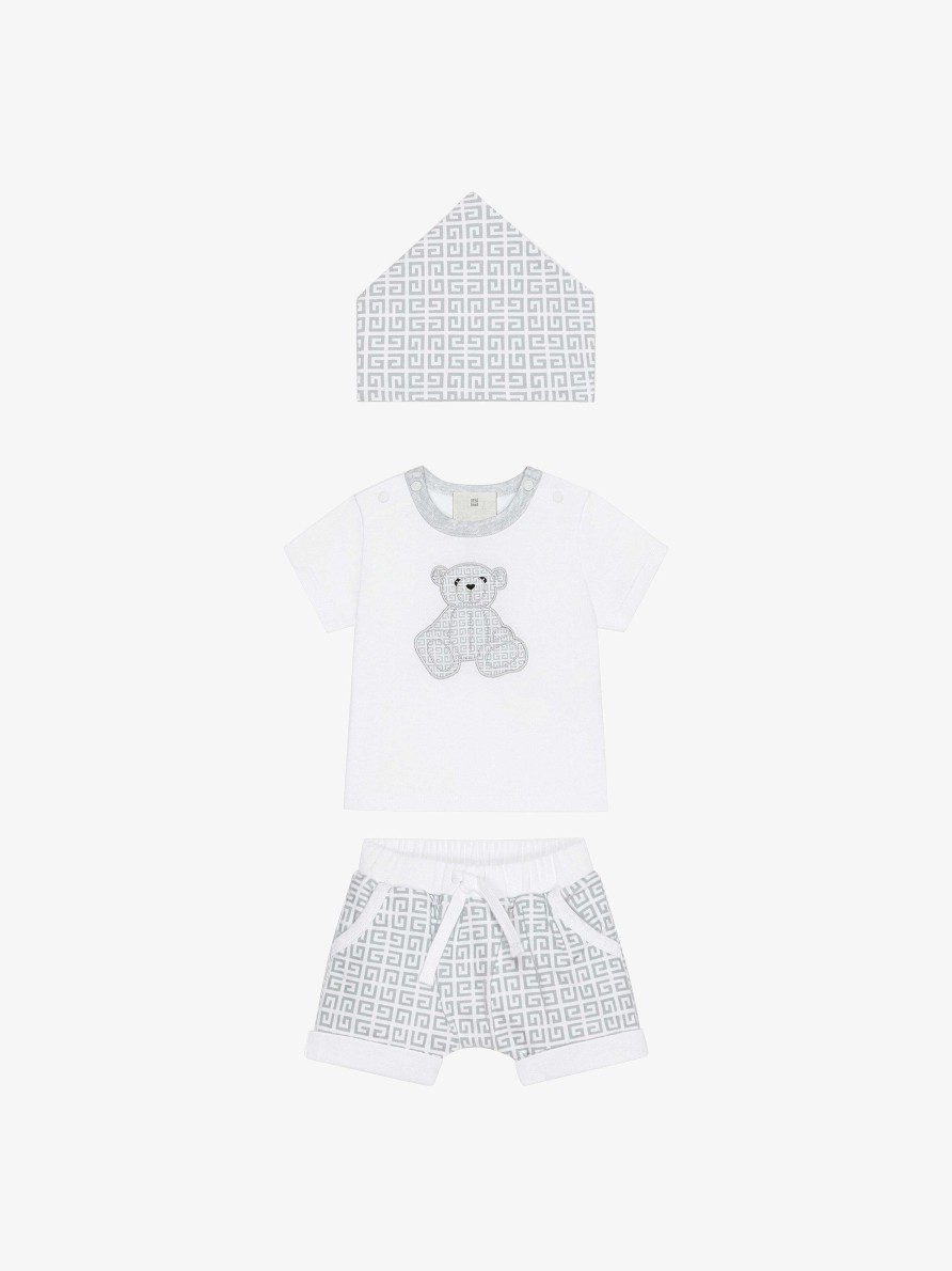 Men Givenchy Baby (1 Month To 3 Years) | T-Shirt, Shorts And Bandana Gift Set Grey/White