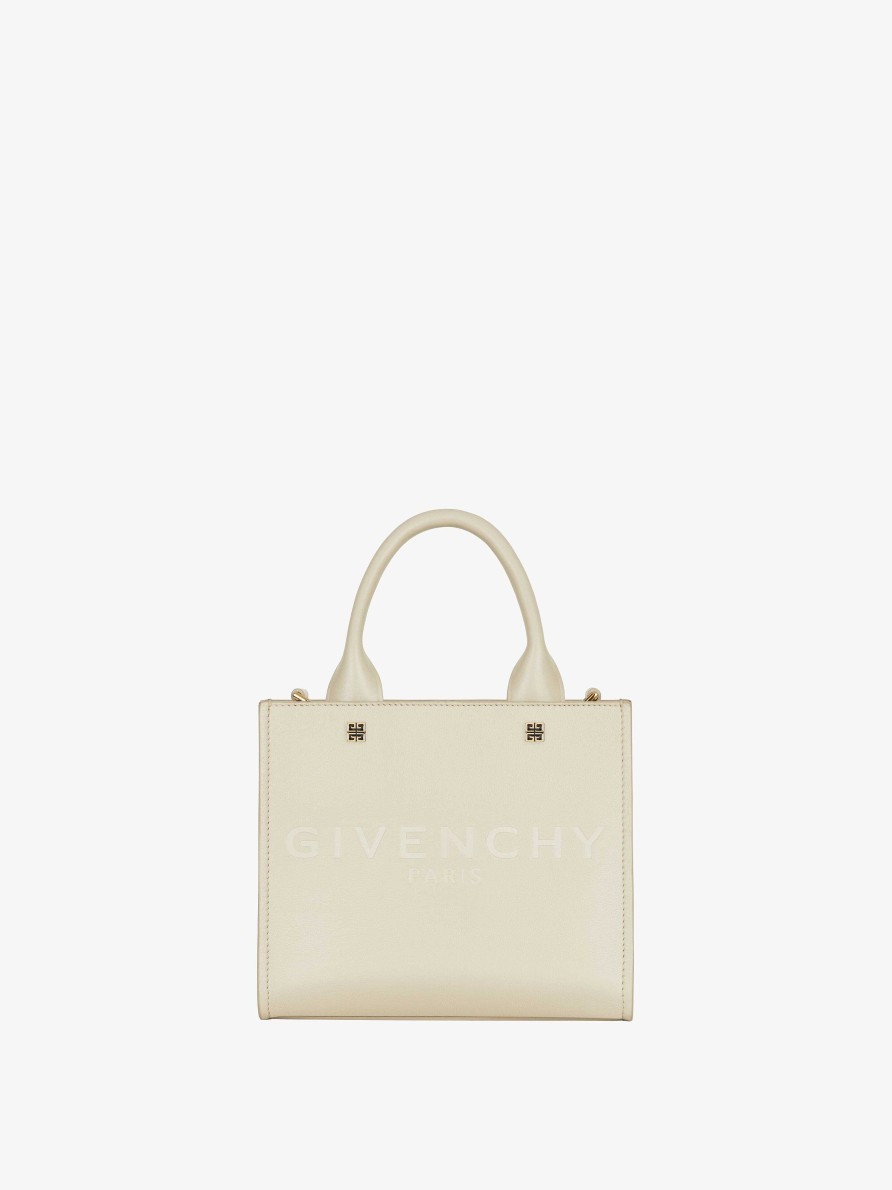 Women Givenchy G-Tote | Mini G-Tote Shopping Bag In Leather Natural Beige