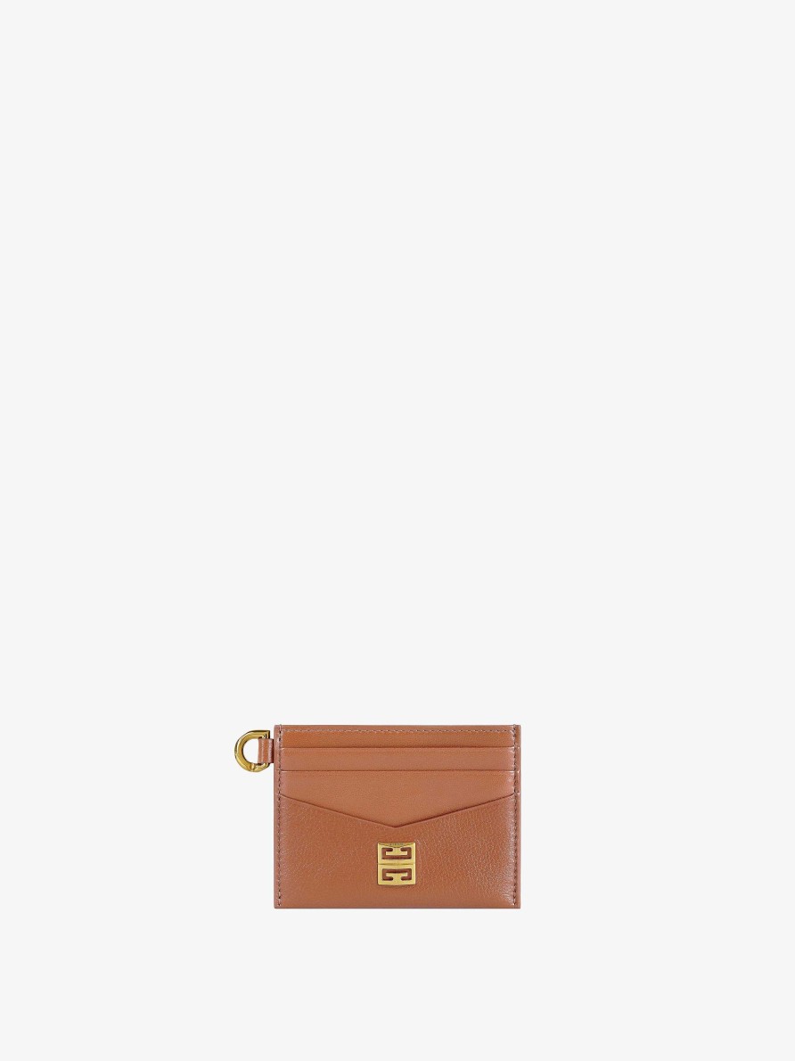 Women Givenchy Small Leather Goods | 4G Card Holder In Grained Leather Tan