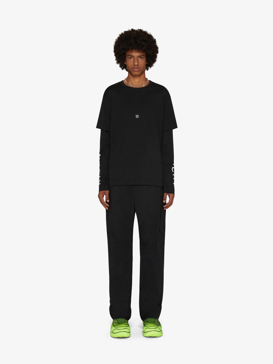 Men Givenchy T-Shirts | Givenchy Double Layered T-Shirt In Cotton Black