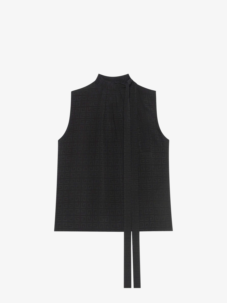 Women Givenchy Tops & Shirts | Top In 4G Jacquard With Lavalliere Black