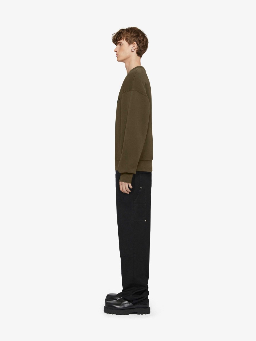 Men Givenchy Sweatshirts & Hoodies | Givenchy Archetype Slim Fit Sweatshirt In Fleece Khaki