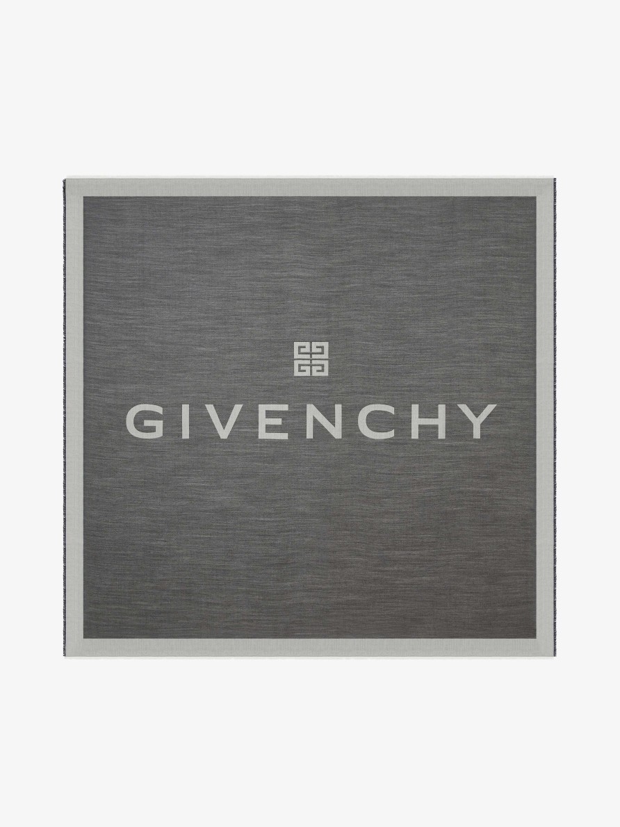 Women Givenchy Scarves | Large Givenchy 4G Shawl In Silk And Wool Charcoal