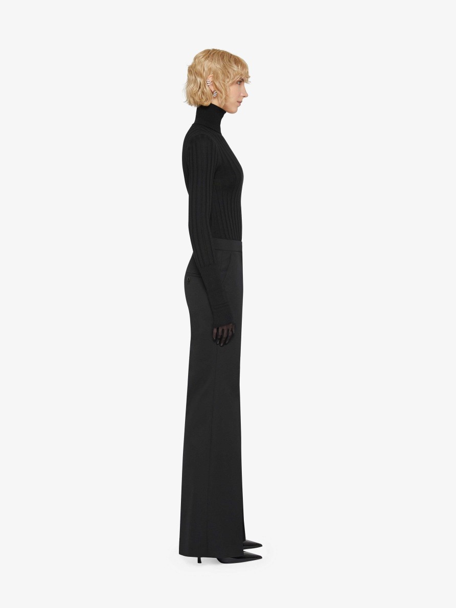 Women Givenchy Pants | Flare Tailored Pants In Tricotine Wool And Mohair Black