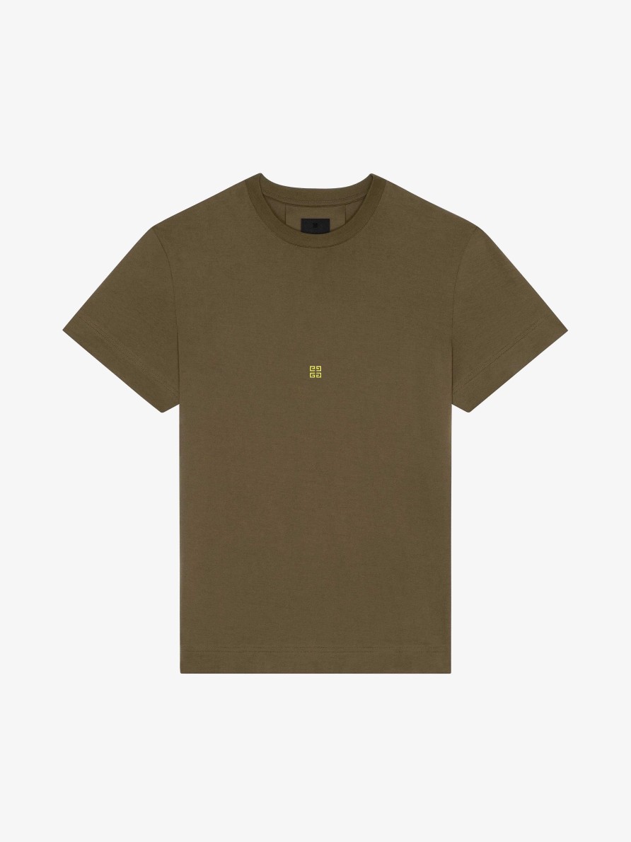 Men Givenchy T-Shirts | Slim Fit T-Shirt In Cotton Khaki/Yellow