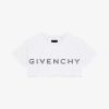 Women Givenchy T-Shirts | Cropped T-Shirt In Cotton With Givenchy Rhinestones White