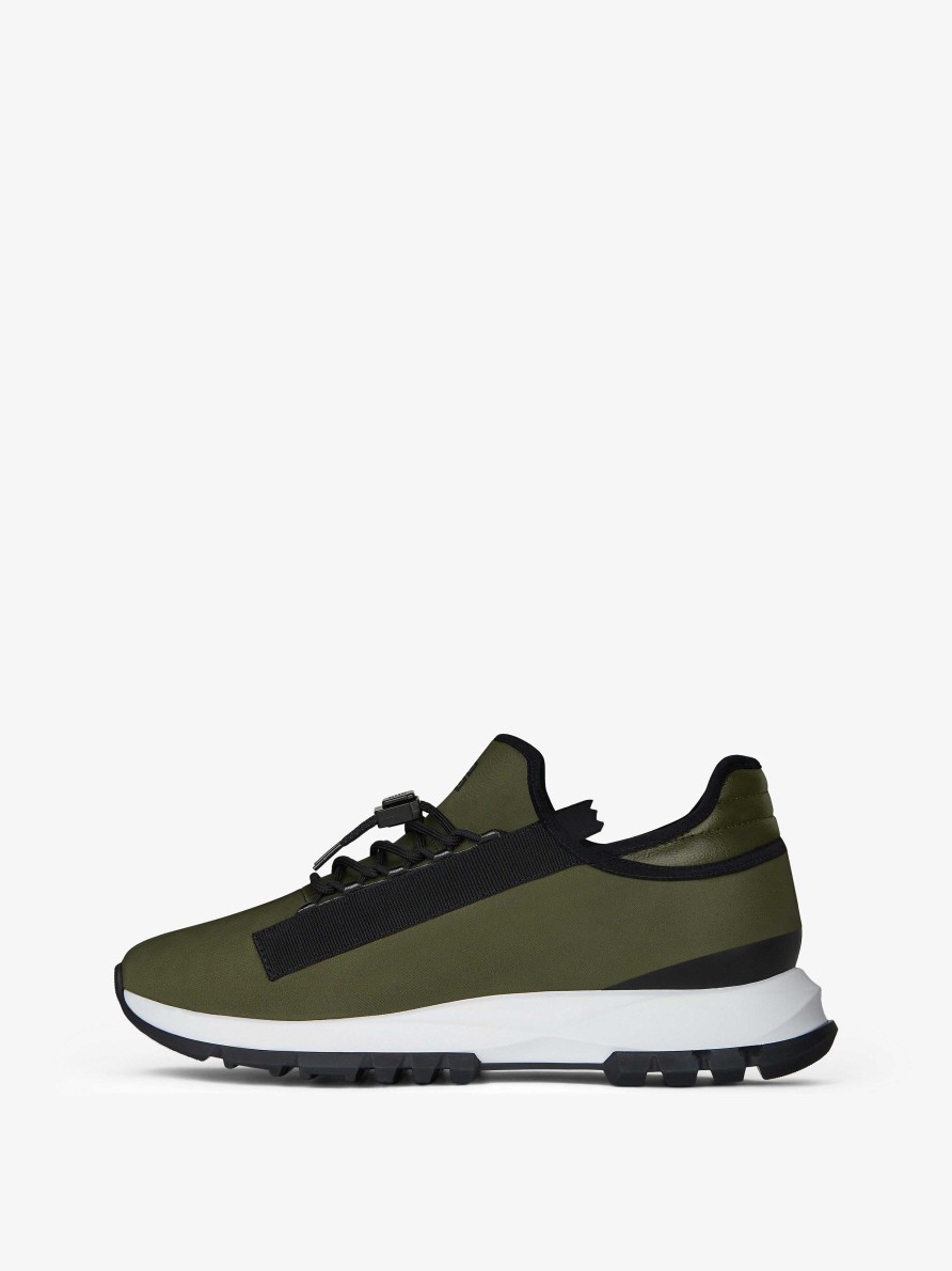 Men Givenchy Sneakers | Spectre Runner Sneakers In Synthetic Fiber With Zip Khaki/Black