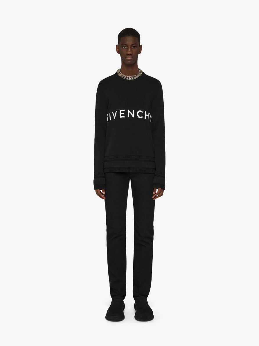 Men Givenchy Knitwear | Givenchy 4G Sweater In Knit Black