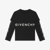 Men Givenchy Boy (4 To 12 Years) | Oswald Overlapped T-Shirt In Cotton Black