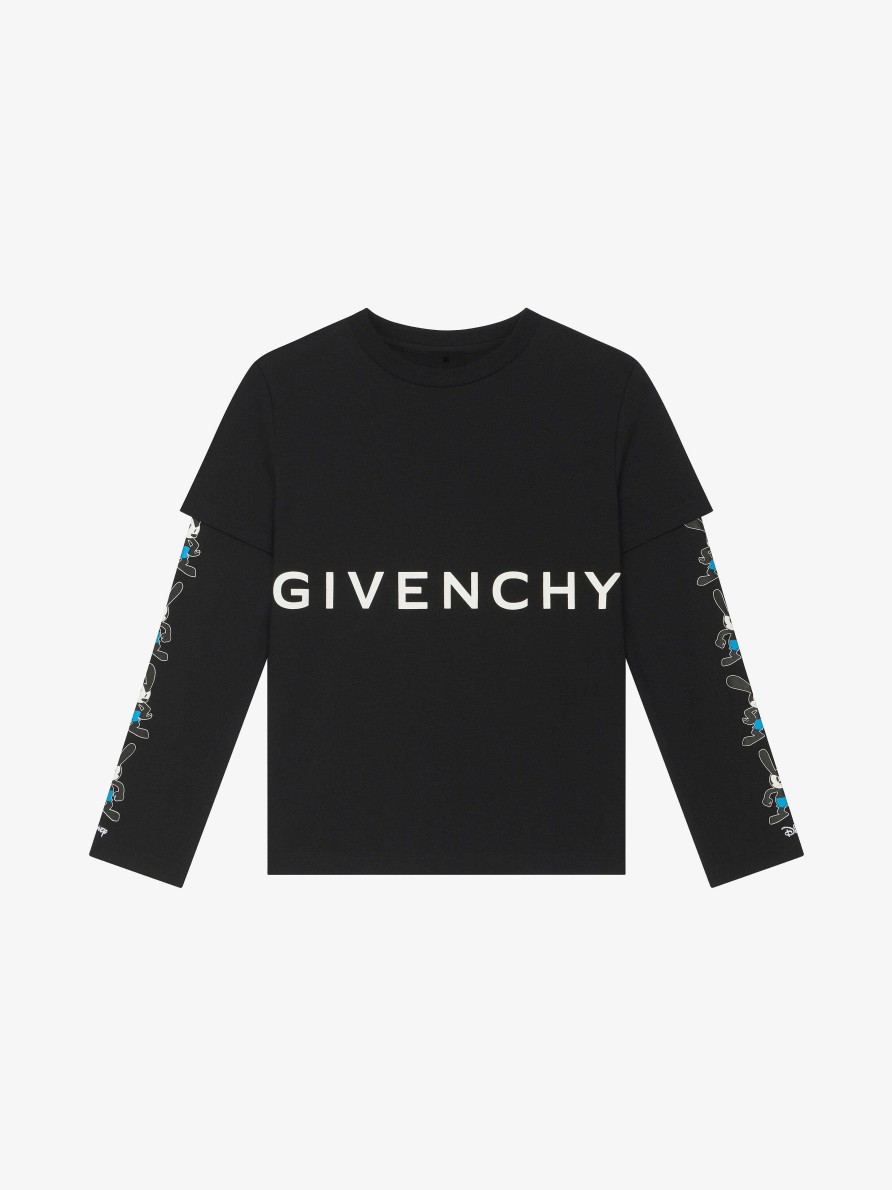 Men Givenchy Boy (4 To 12 Years) | Oswald Overlapped T-Shirt In Cotton Black