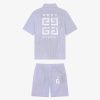 Men Givenchy Boy (4 To 12 Years) | Givenchy College Shirt And Shorts With Stripes Set White/Blue