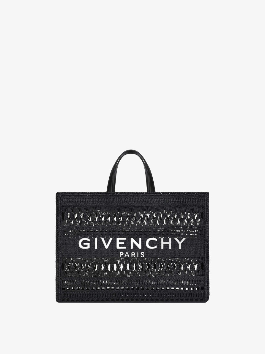 Women Givenchy G-Tote | Medium G-Tote Shopping Bag In Laced Raffia Black