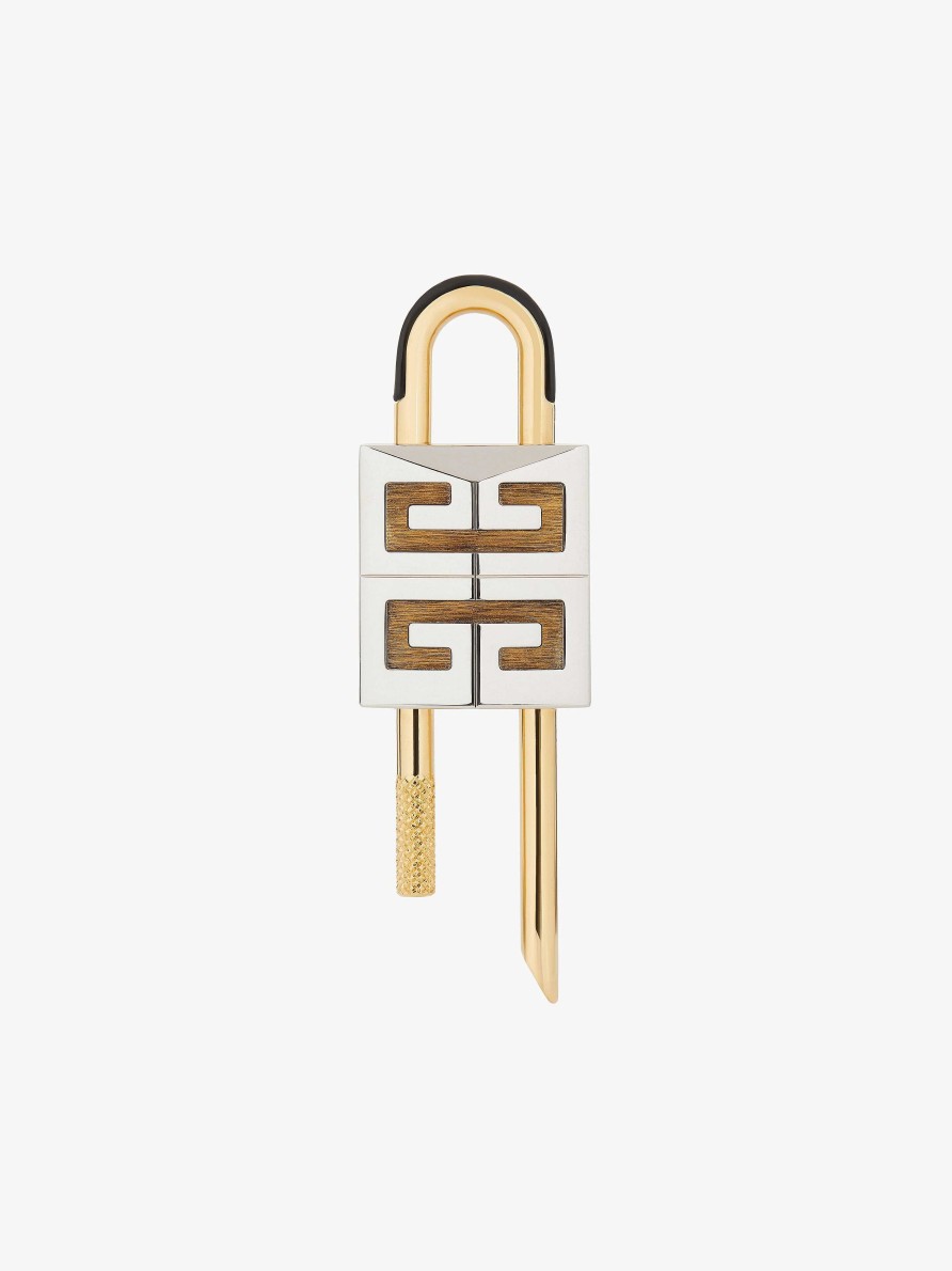 Men Givenchy Other Accessories | Small 4G Padlock In Two Tone Metal Golden/Silvery