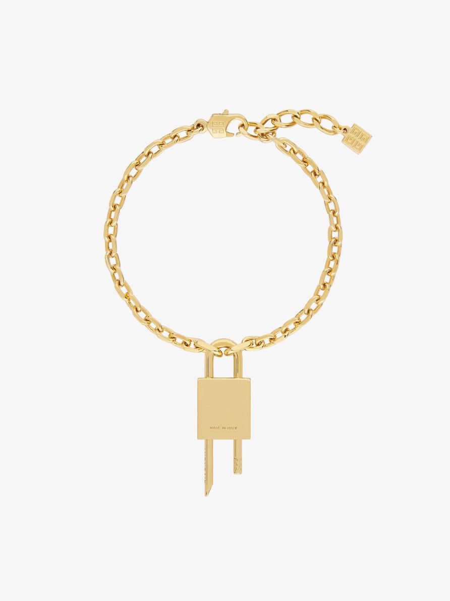 Women Givenchy Jewelry | Mini Lock Bracelet In Metal Golden Yellow