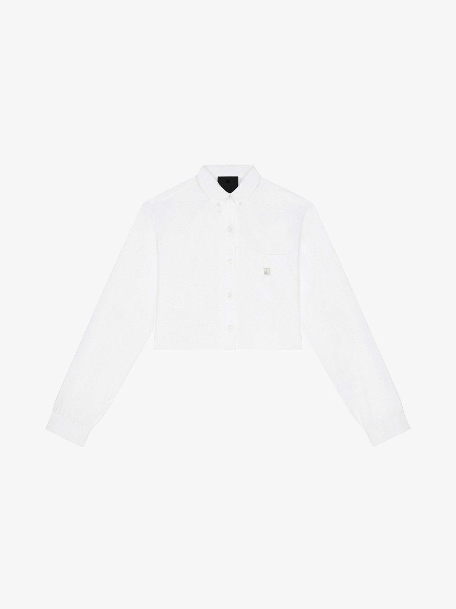 Women Givenchy Tops & Shirts | Cropped Shirt In Poplin White