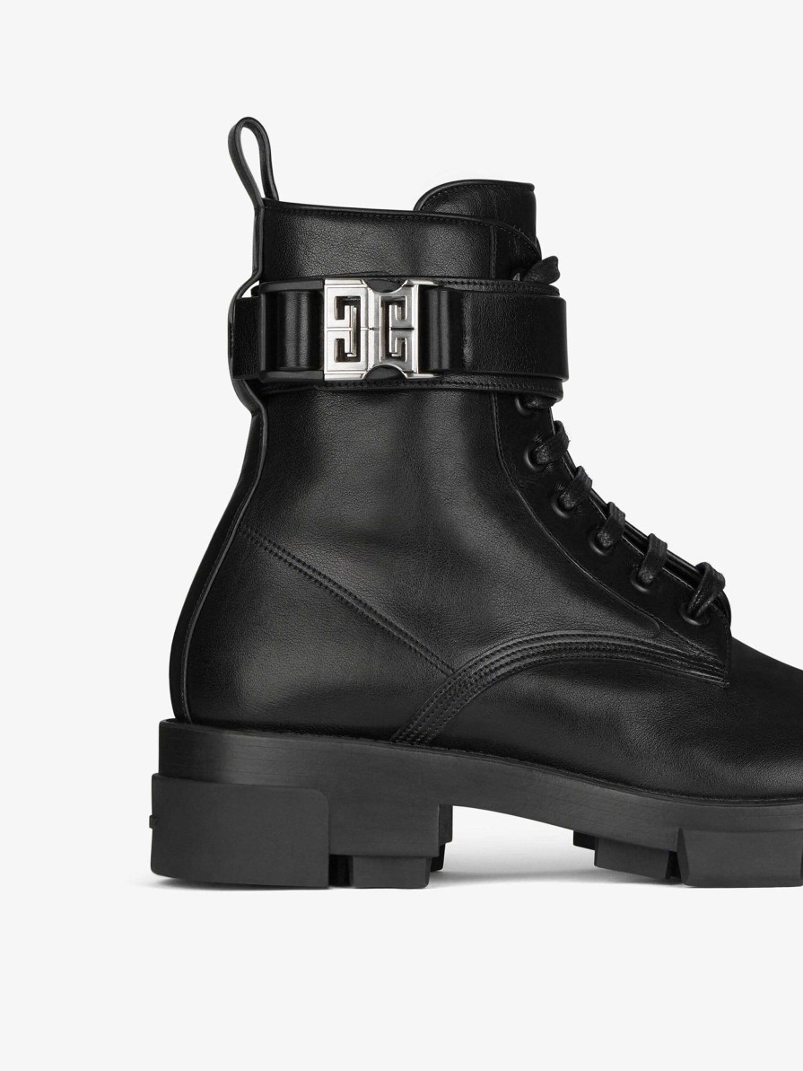 Women Givenchy Boots & Booties | Terra Boots In Leather With 4G Buckle Black