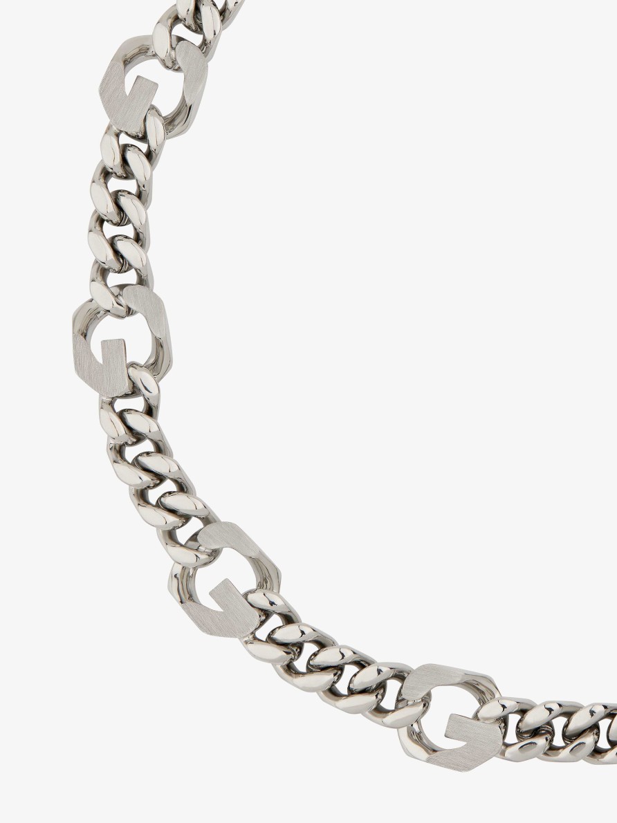 Men Givenchy Jewelry | G Chain Necklace In Metal Silvery