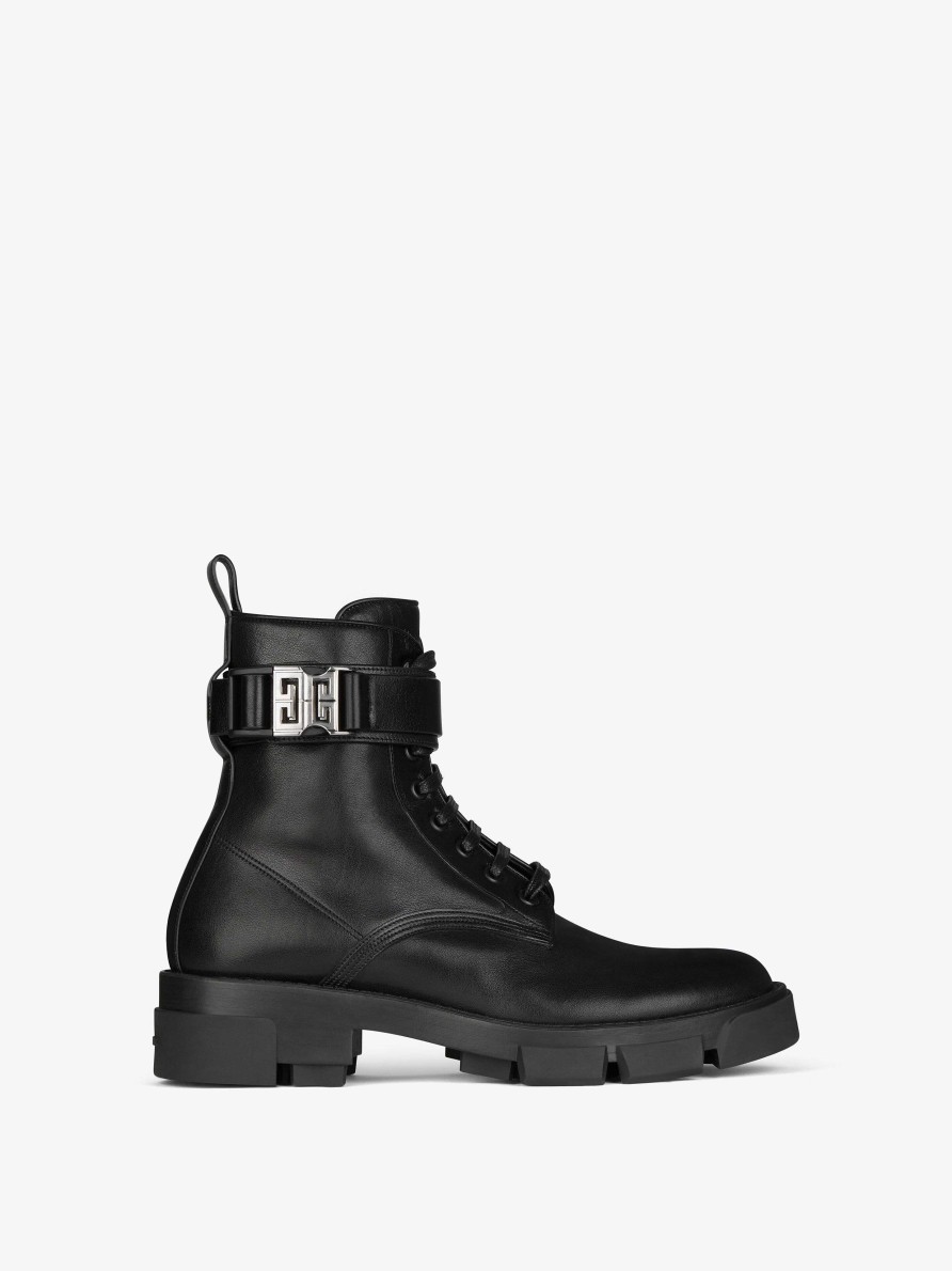 Women Givenchy Boots & Booties | Terra Boots In Leather With 4G Buckle Black