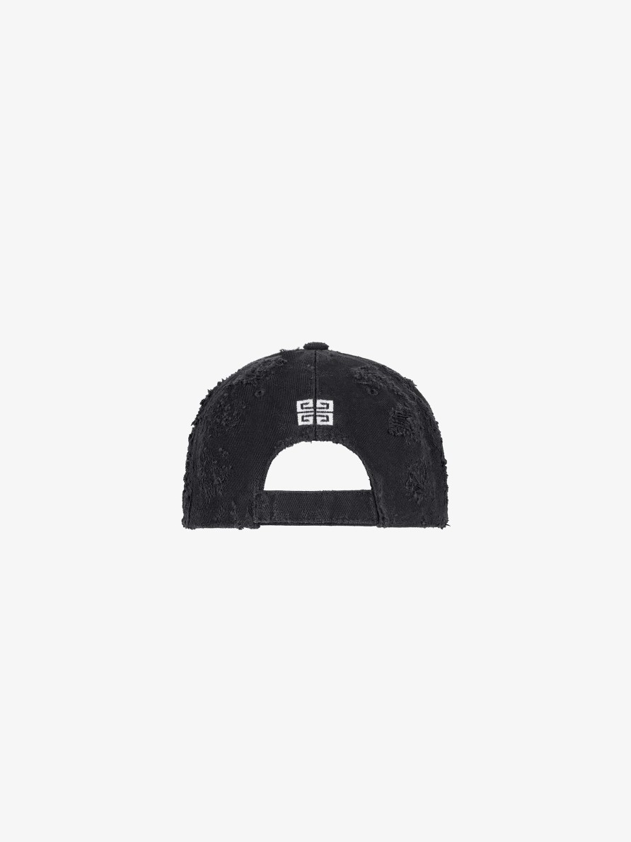 Men Givenchy Beanies & Caps | Givenchy Embroidered Cap In Cotton Black