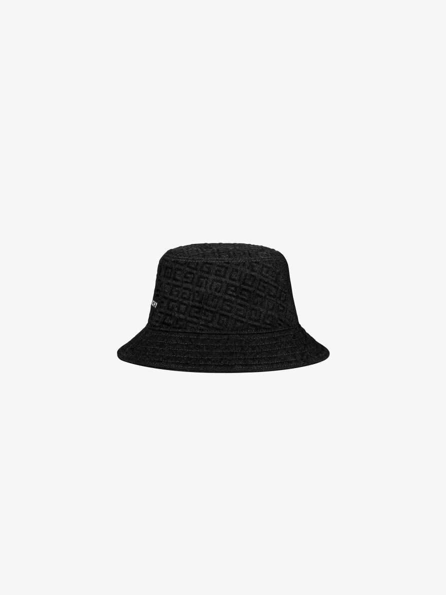 Men Givenchy Beanies & Caps | Givenchy Bucket Hat In 4G Denim Black