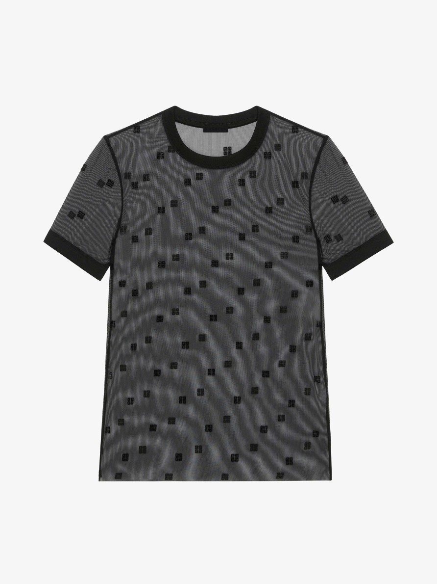 Women Givenchy T-Shirts | Slim Fit T-Shirt In 4G Tulle Black