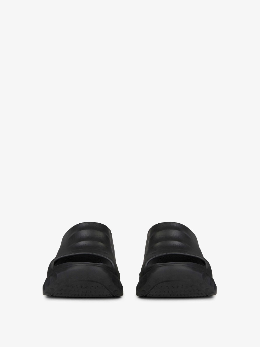 Women Givenchy Slides & Sandals | Marshmallow Wedge Sandals In Rubber Black