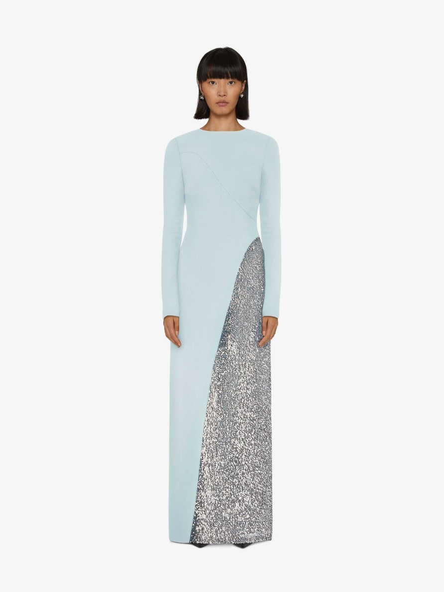 Women Givenchy Dresses | Evening Dress With Pearls And Rhinestones Grey Blue