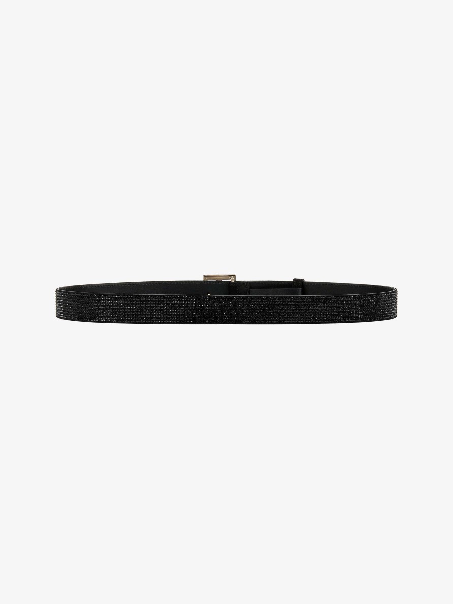 Women Givenchy Belts | 4G Reversible Belt In Strass And Leather Black