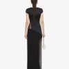 Women Givenchy Dresses | Evening Satin Dress And 4G Lace With Rhinestones Black