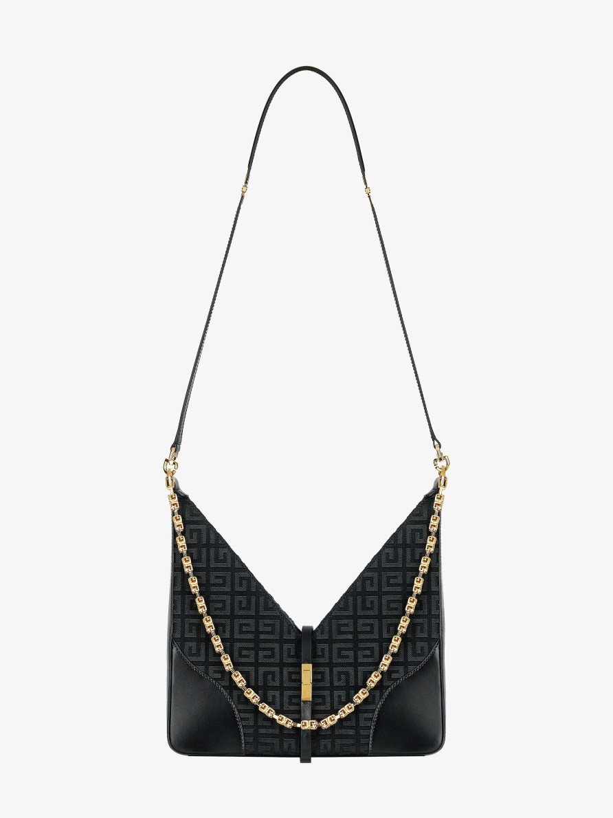 Women Givenchy Shoulder Bags | Small Cut Out Bag In 4G Embroidered Canvas Black