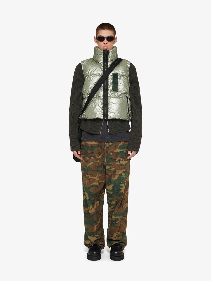 Men Givenchy Outerwear & Blousons | Laminated Sleeveless Puffer Green Forest