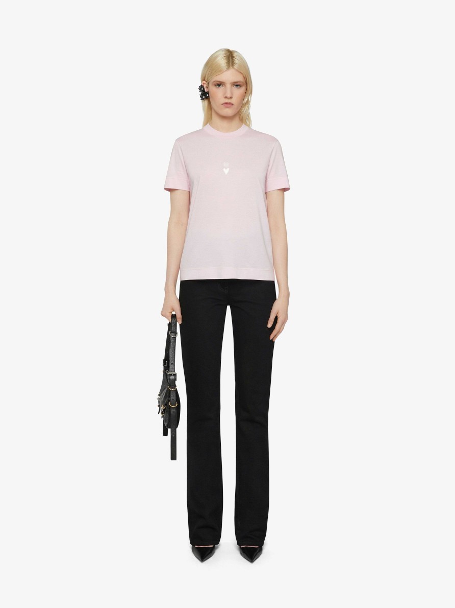 Women Givenchy T-Shirts | Givenchy 4G Slim Fit T-Shirt In Cotton Pink/White