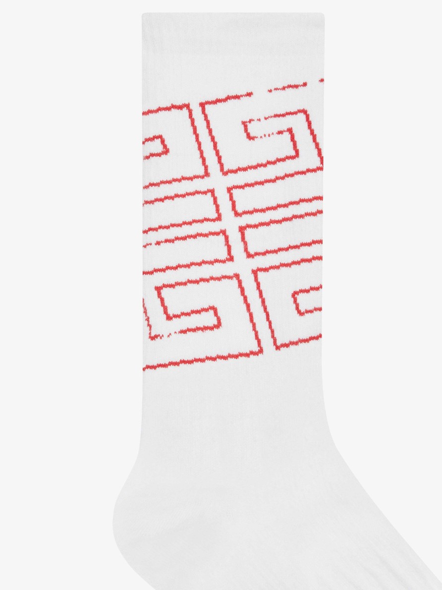 Men Givenchy Underwear | 4G Socks In Cotton White/Red