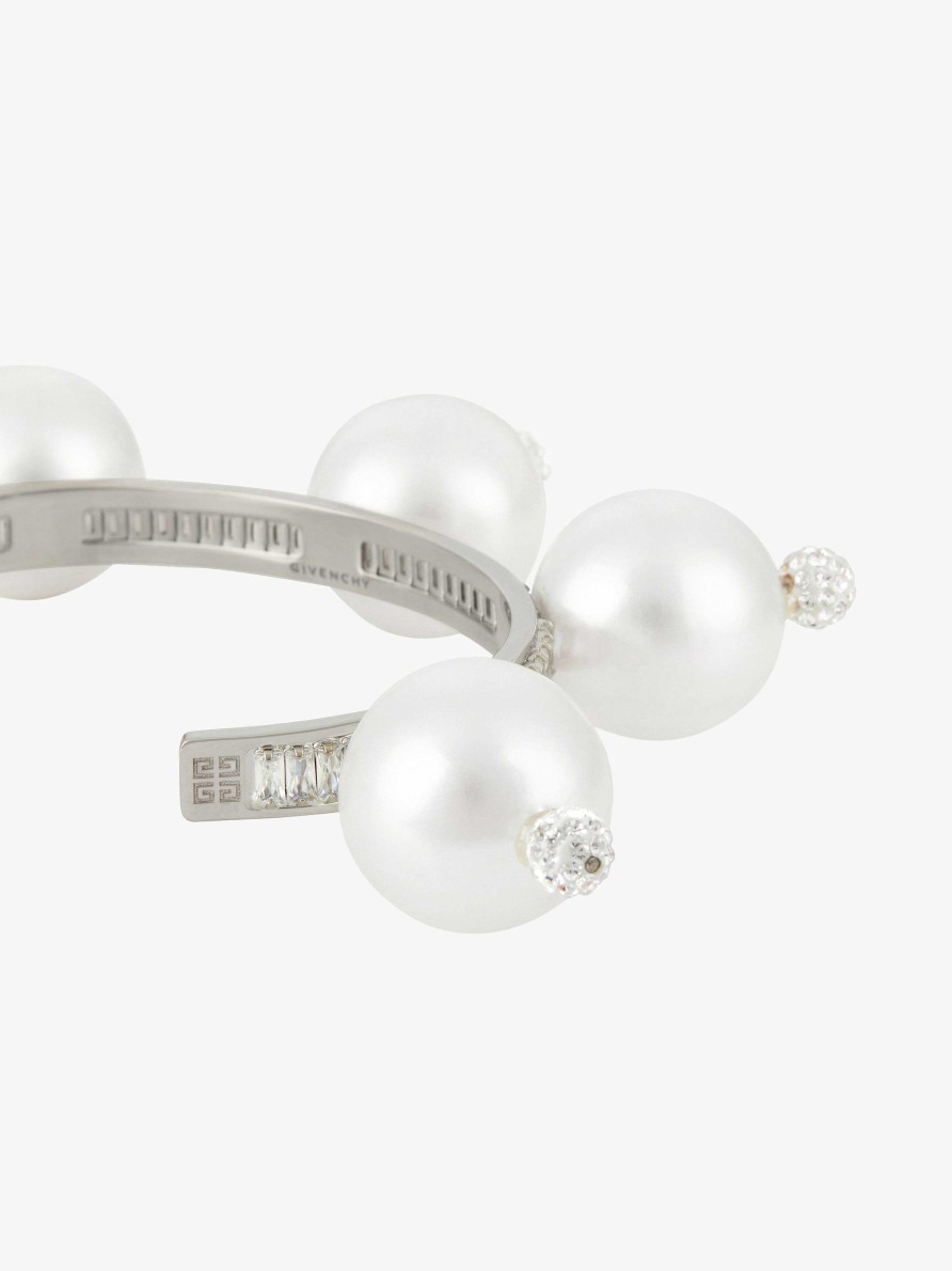 Women Givenchy Jewelry | 4G Pearl Bracelet With Crystals White/Silvery