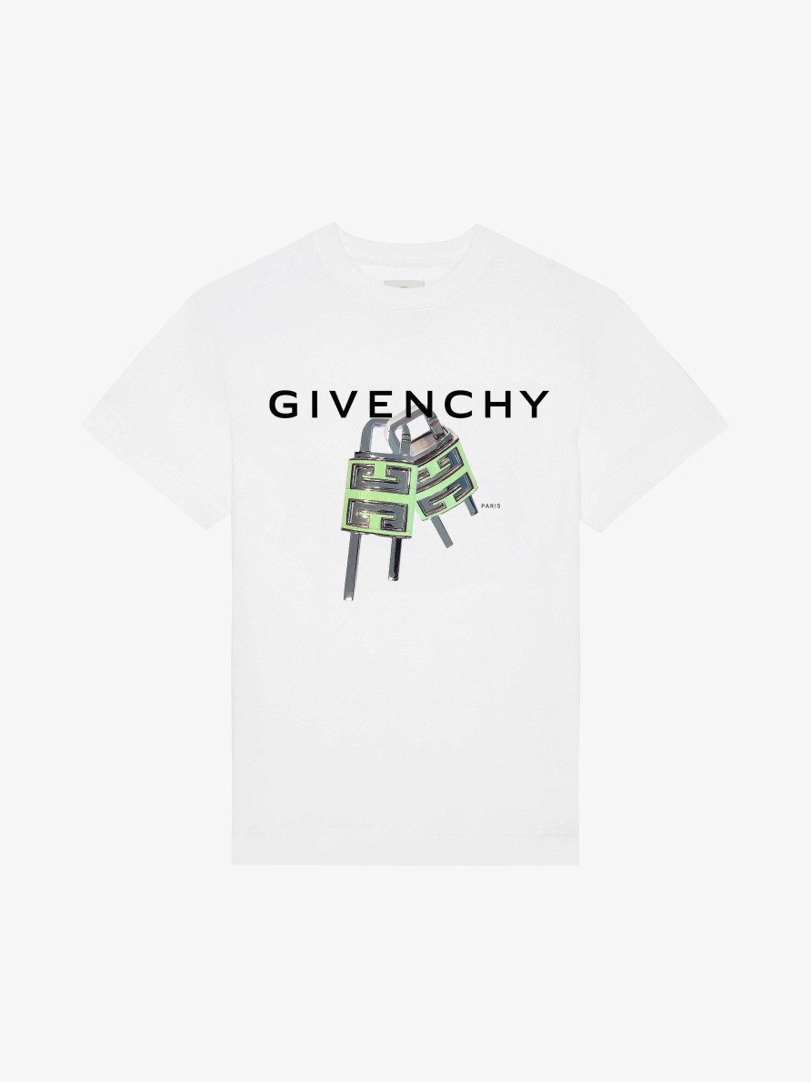 Men Givenchy T-Shirts | Givenchy 4G Lock Slim Fit T-Shirt White